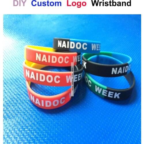 Custom NAIDOC WEEK Wristbands Section Yellow-Black Red Mix Cool Hand Bracelet With Logo Content Print Cheap Party Meeting Gift