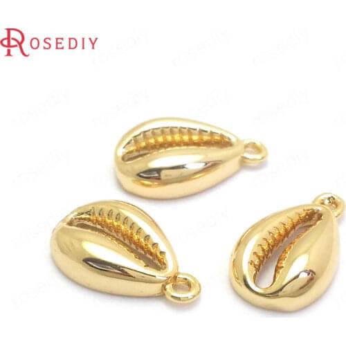 37183)10PCS 12x7MM 24K Gold Color Brass Shell Charms Pendants High Quality Jewelry Making Supplies Diy Findings Accessories