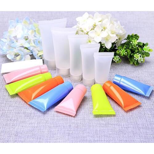 Mini 5ml 10ml Soft Empty Clear Tube Cosmetic Liquid Cream Containers Tube Refillable Bottles for Shampoo Face Cleanser 100pcs