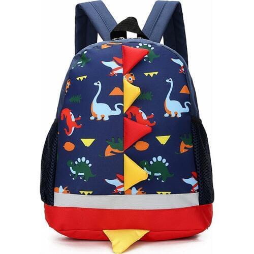 Fashion Nylon Carton Dinosaur Colorful Pattern Kindergarten Children Foldable Waterproof Kids Backpack School Bags Backpack