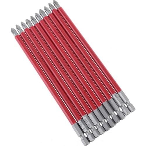 10pcs PH2 150mm Power Drill Bit Set Long Reach Non Slip 1/4'' Hex Screwdriver
