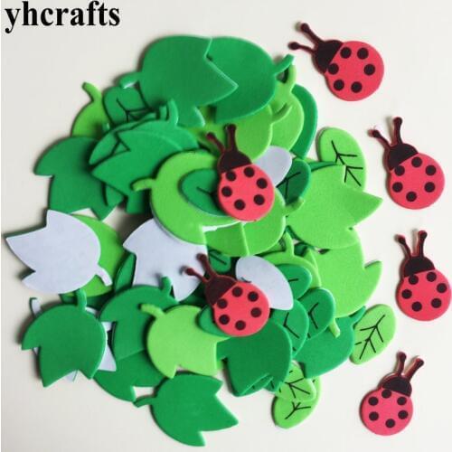 1bag/LOT.Ladybug leaves foam stickers Spring Easter crafts Early learning educational diy toys Kids room decorration Creative