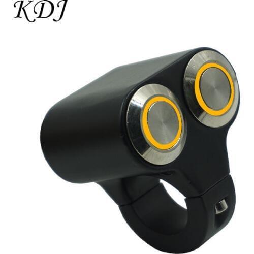 Aluminum 22mm 25mm Motorcycle Switches Headlight Hazard Brake Fog Light ON OFF Control Double Switch With Yellow Indicator Light