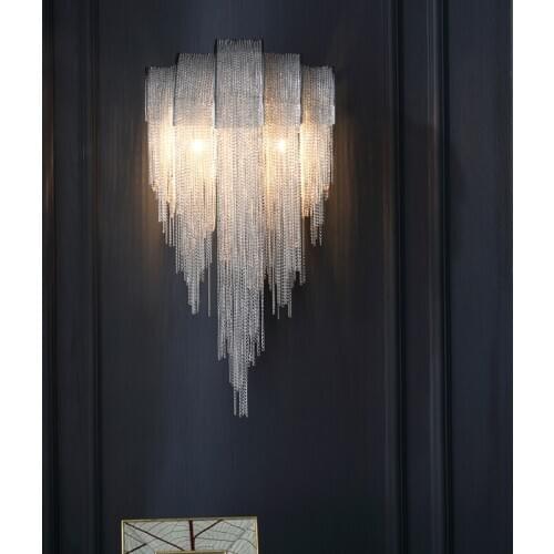 Postmodern tassel wall lamp transfloor villa staircase restaurant living room hotel lobby light luxury zipper lamp