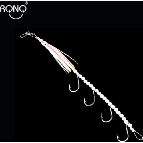 RQNQ 1PCS Luminous Soft Fishing Lure Fly Fishing Hook Octopus Artificial Bait With 4/9 Hooks Luminous Beads