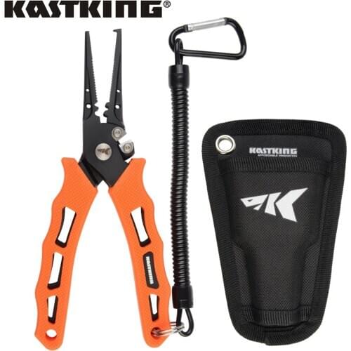 KastKing 420 Stainless Steel Fishing Pliers Tungsten Carbide Braid Cutters Crimper Hook Remover Saltwater Resistant Fishing Gear