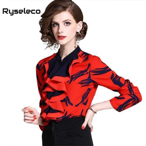 Ryseleco Stand-up Collar Blouses