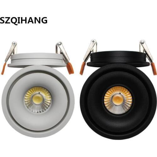 Dimmable 15W COB LED Spot Lamp Recessed Black shell and White shell LED down lights for living room 360 degree rotation Light