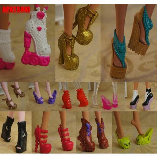 10pairs/lot Mix Style Doll Shoes High Heel Shoes For Monster High Dolls Sandals Shoes For 1/6 Monster Dolls Accessories Kids