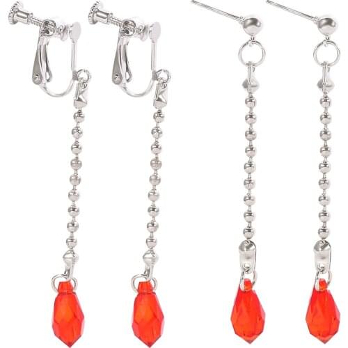 Japan Anime Hunter x Hunter Crystal Water Drop Ear Clips Stud Earring Jewelry Accessories Dangle Earrings Women Cosplay Props