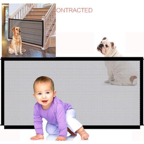 Pet Dog Fence Indoor Safety Pet Dog Door Nylon Foldable Isolation Net Cat and Dog Protective Fence Free Perforation Pet Products