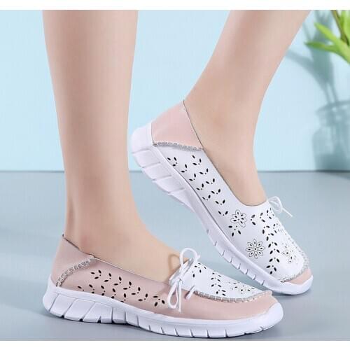 Shoes Woman Sneakers Size Women Outdoor Flat Hollow Bow Shoes Round Toe Shoes Breathable Sneakers Tenis Feminino Casual