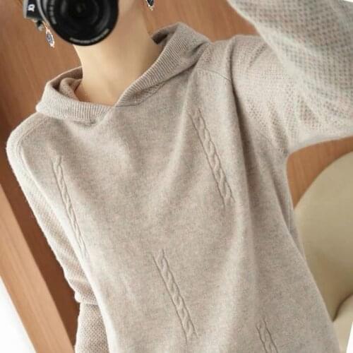 Women 2021 Autumn Winter Fashion Cotton Hooded Sweater Female Long-sleeved Knitted Pullover Ladies Loose Casual Hoodie Tops Y307