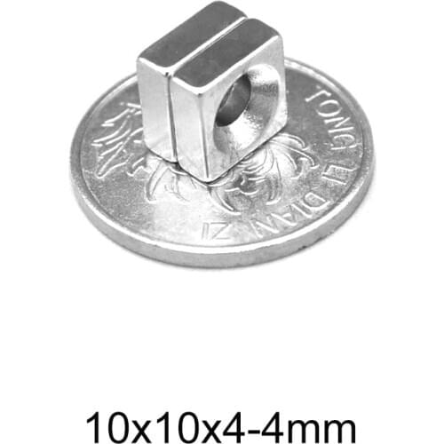 10~100PCS 10x10x4-4 Hole 4mm Rare Earth Neodymium Magnets Countersunk Powerful Magnetic Magnet 10x10x4-4 Block Magnet 10*10*4-4