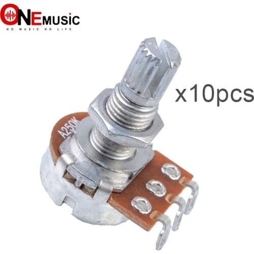 10pcs/lot A250K Short Split Shaft 15mm Guitar Pots Potentiometer For Guitar Bass Part Full Size