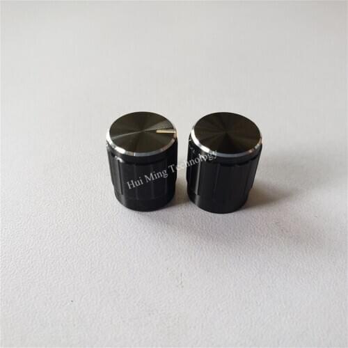 12pcs aluminum plastic cap knob potentiometer knob cap tangential 13*15*6mm black potentiometer D shaft switch amplifier
