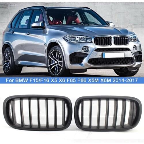 2PCS Car Matte Black Front Bumper Kidney Grilles Grill Replacement For BMW F15/F16 X5 X6 F85 F86 X5M X6M 2014-2017 Car Styling