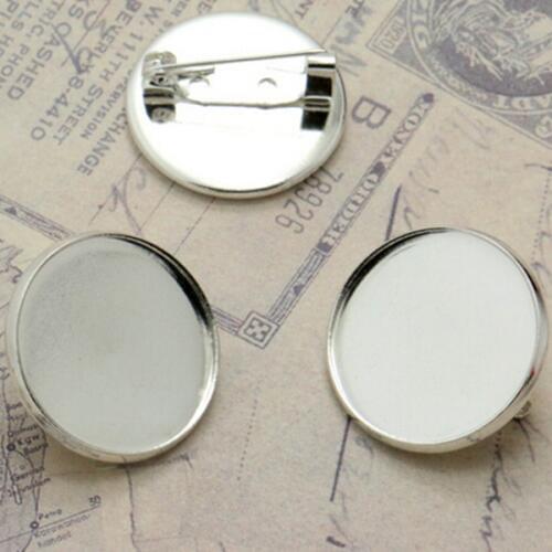 200PCS Silver Plated 20mm/25mm Round Blank Brooch Base Cabochon Setting Brooch Safty Pin Accessories Free Shipping CFS237
