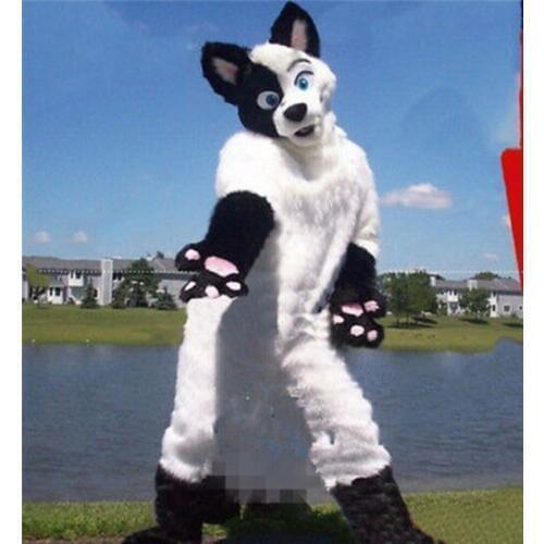 2019 Halloween Long Fur Fox Wolf Fursuit Mascot Costumes White Adults Outfits Carnival Cartoon Character Mascot Costume Gift