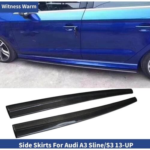 Carbon Fiber / FRP Car Side Skirts side Lip Splitters Apron Side Body Kits for Audi A3 Sline S3 Sedan 4-Door 2013 - UP