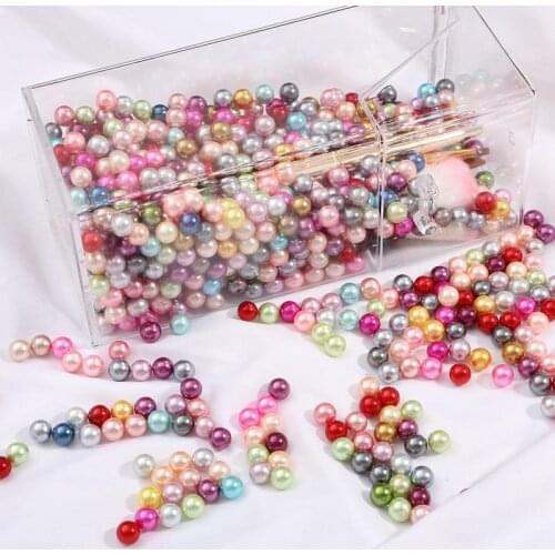 ABS Imitation Pearl Beads NO HOLE DIY Round Plastic Acrylic Spacer Beads for Jewelry Making Fillings Decoration