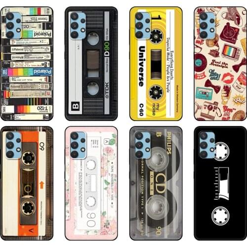 Black tpu Case For Samsung galaxy A32 A42 A52 A72 4g 5g S21 PLUS ultra back cover RETRO CLASSIC CASSETTE