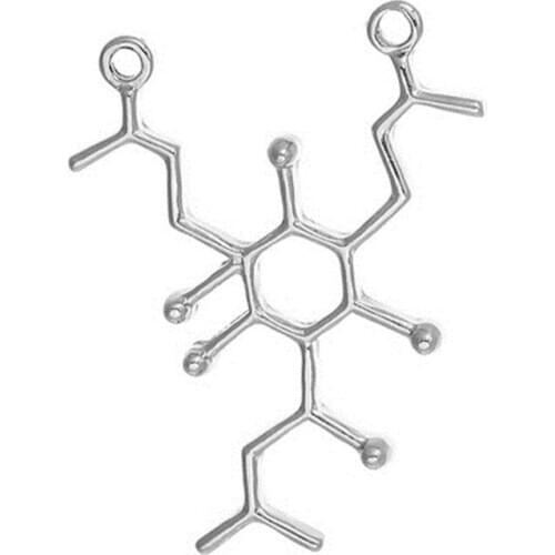 DoreenBeads Zinc Based Alloy Molecule Chemistry Science Connectors Humulone Silver Color Charms 33mm(1 2/8") x 26mm(1"), 5 PCs