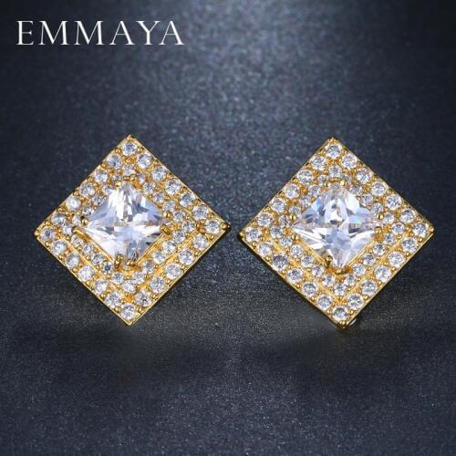 EMMAYA Fashion New Geometric Square Clear CZ Stud Earrings for Women 9 Colors Crystal Jewelry Bijoux