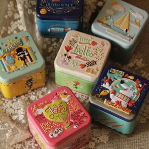 Exquisite 3D Cartoon Tin Box Biscuit /Tea leaf Sundries Container Case Metal Wholesale Child Gift Box Square