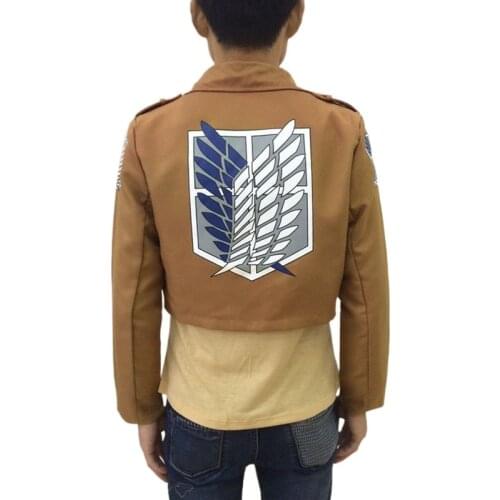 Anime Attack on Titan Cosplay Shingeki No Kyojin Costume Recon Corps Leather Jacket Adult Unisex Fashion Printing Short Coat