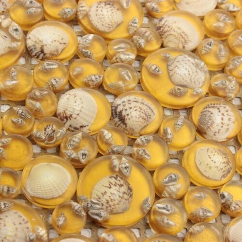 Red color big and small round resin mixed sea shell mosaic tile kitchen backsplash tile bathroom shower mosaic