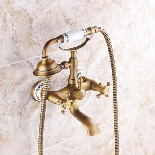 Copper Into The Wall Hanging Shower Set Antique Shower Head Household Shower New Chinese Portable Shower System Bathtub Faucet