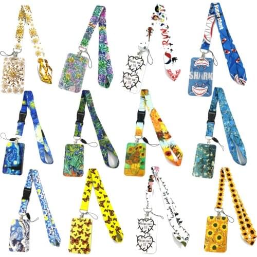 Art Cartoon Anime Fashion Lanyard Bus ID Name Work Card Holder Accessories Decorations Kids Gift