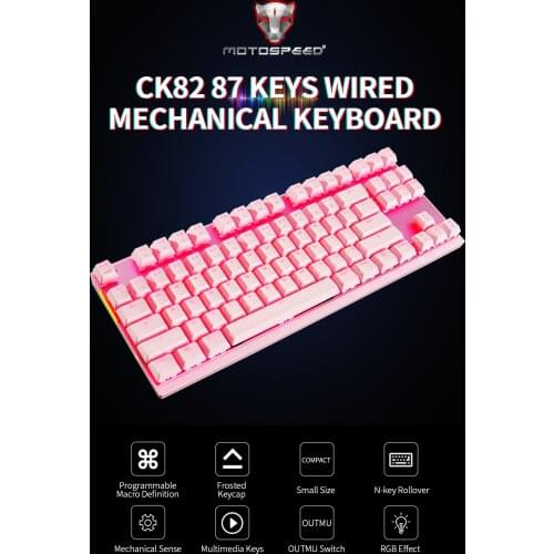 MOTOSPEED CK82 87 Keys Mechanical Keyboard RGB Gaming Keyboard with OUTMU Blue Switch Multimedia Keys N-key Rollover