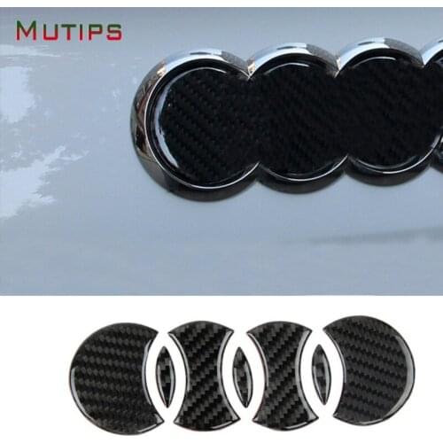 Mutips For Audi Q7 SQ7 4M Rear Trunk Logo Frame Trim Carbon Fiber Cover Decal Sticker Car Styling Exterior Accessories 2016-2019