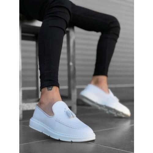 BA0005 Step-in High Base Classic White Tassels Men Shoes