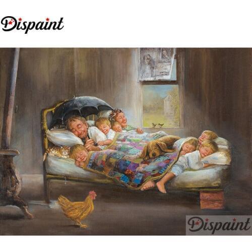 Dispaint Full Square/Round Drill 5D DIY Diamond Painting "Family scenery bed" 3D Embroidery Cross Stitch Home Decor Gift A11789