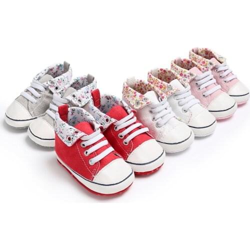 2020 Infant Baby Boy Girl Anti-Slip Shoes Casual Sneakers Floral Print Soft Soled First Walkers 0-18M