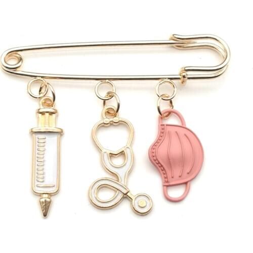 New Design Brooch Doctor Medical Tool Stethoscope Syringe Mask Brooch Nurse Medical Student Gift Brooch Souvenir
