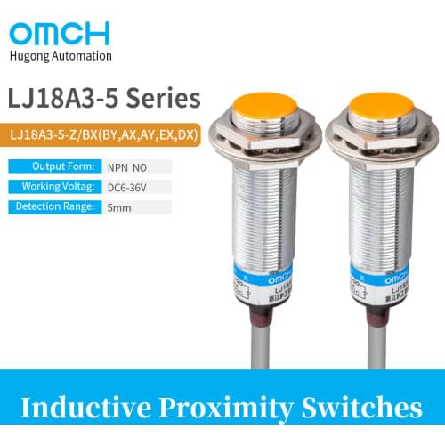 OMCH M18 non-flush metal inductive proximity switch sensor switch detection range 8mm LJ18A3-8-Z/BX DC 3-WIRE NPN NO