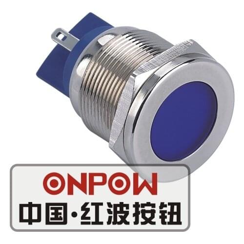 ONPOW 22mm Metal LED Waterproof Signal lamp, Nickel plated brass indicator lamp, indicator light (GQ22T-D/B/6V/N) CE,RoHS