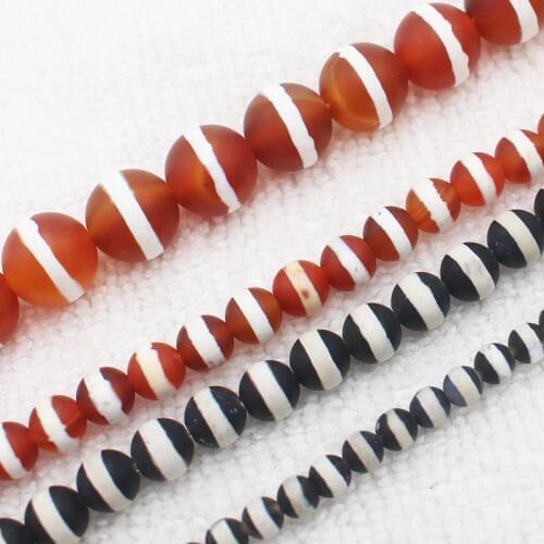 Wholesale Frost 4,6,10mm White Stripe Fire agates Round Loose Beads 14.5"For DIYJewelry making! Mixed wholesale for all items