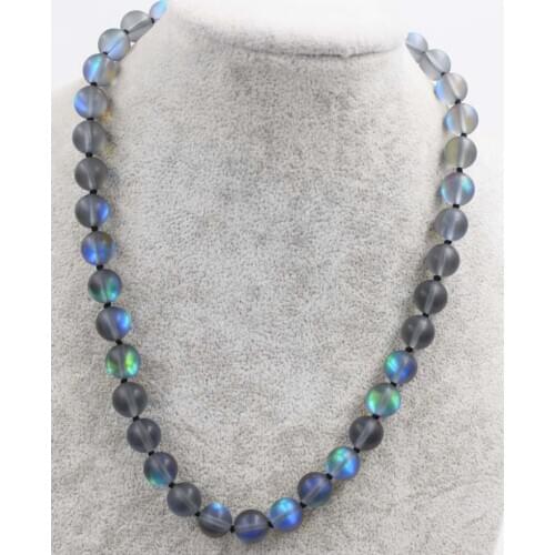 Wow!blue rainbown black Labradorite quartz round 6/8/10/12mm necklace 17inch wholesale beads