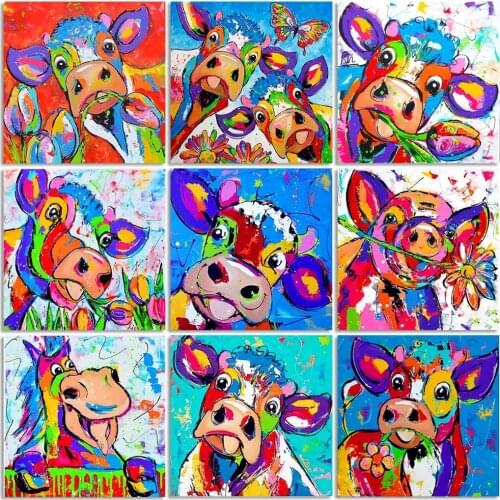 Full Square/Round Animal Diamond Embroidery 5D Diy Diamond Painting Cartoon Cow Cross Stitch Mosaic Picture Rhinestone Gift