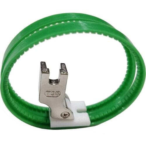 Industrial Sewing Machine TRF1 Plastic Roller Presser Foot With Green Circle Leather Coating