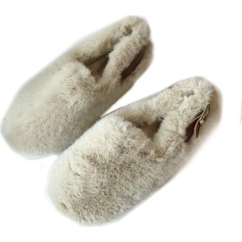 Natural Rabbit fur Doudou Fluffy Shoes Womens Winter Wear 2020 New Style Lalambswool Winter Velvet Platform shoes