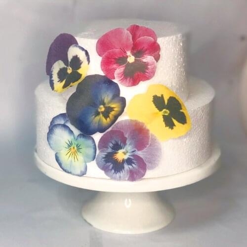 Edible Wafer Pansy Flowers for Cake Cupcake Decoration 28pcs