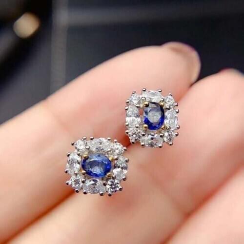 Natural Sapphire Earrings S925 Pure Silver Fine Fashion Charming Superflash Jewelry For Women Free Shipping Meibapj FS