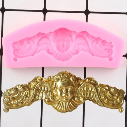Angel Pediment Silicone Molds Baroque Relief Border Fondant Cake Decorating Tools Jewelry Resin Candy Chocolate Gumpaste Moulds
