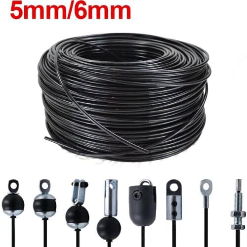 10M/20M Length Fitness Special Steel Wire Rope 5/6mm Thick For Gym Home Pulley Cable Machine Attachment Heavy Duty PU Cable Rope